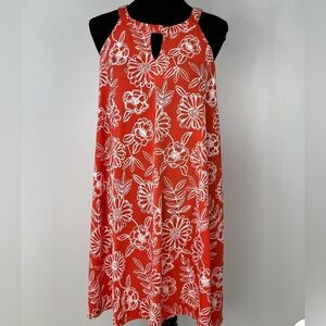 Floral Red Sleeveless Dress
